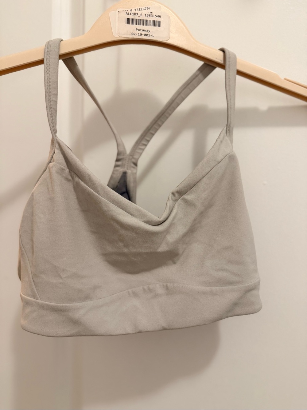 Athleta Light Gray Draped Front Sports Bralette
